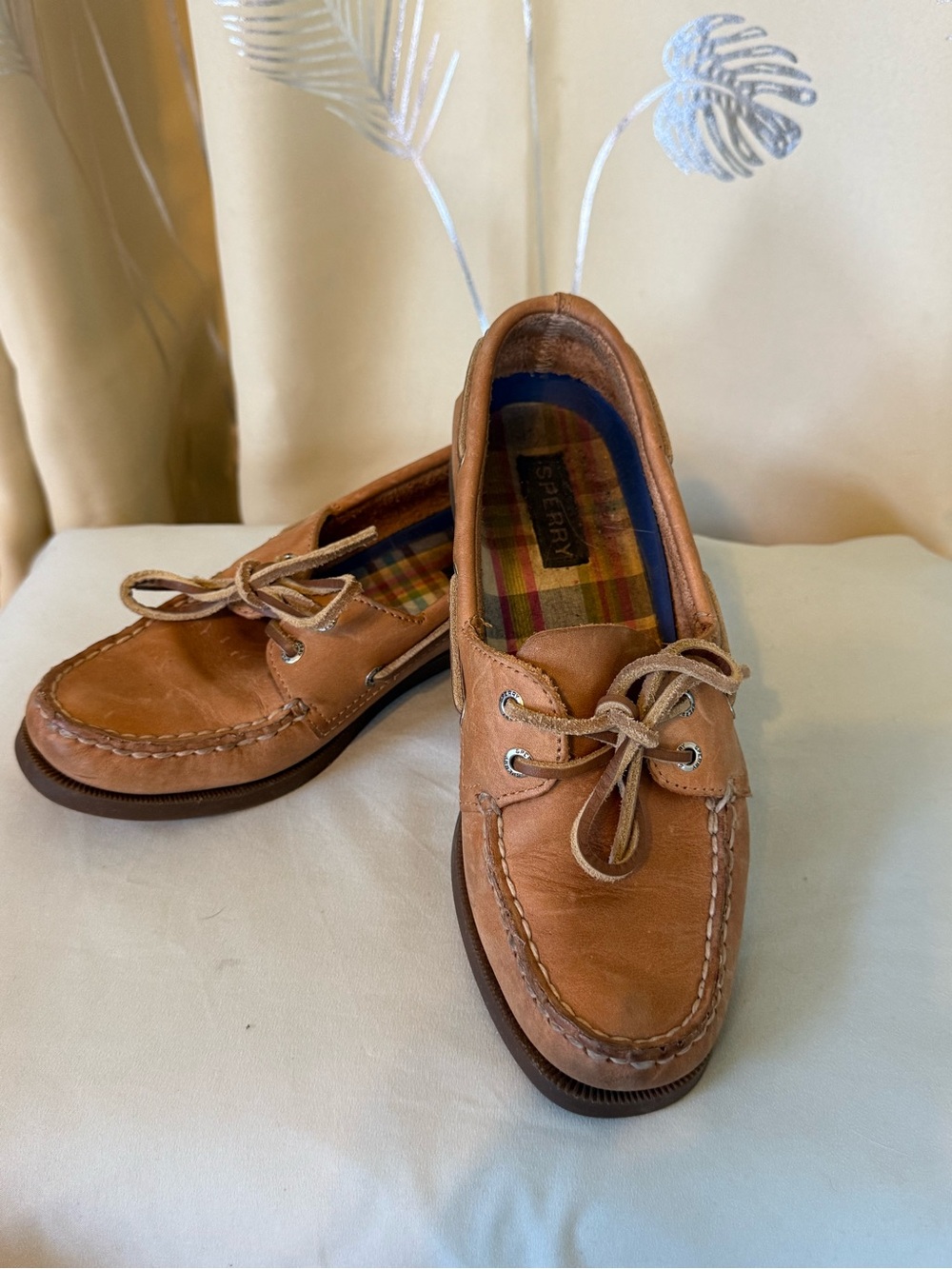 Sperry-With Boat Hours Under Foot-Original 2 Eye Women's Tan Leather Boat Shoes